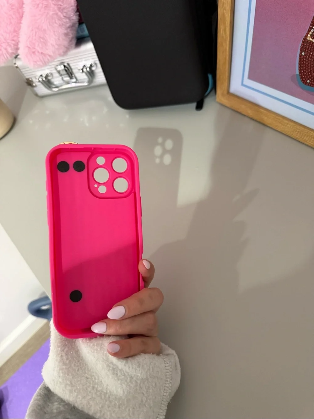 Pink Stripe Handstrap Phone Case with Ring - Blank Brand IPHONE 16 PRO MAX